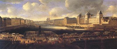 French school View of Paris with the Louvre (mk05)